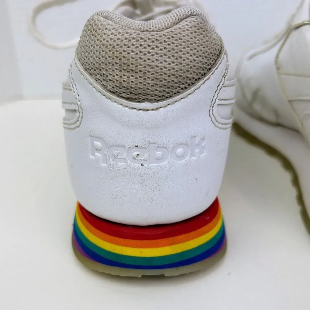 Reebok Classic Harman Run Pride Tennis Shoes Rainbow Sneakers White Multi Mens 8